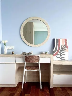 a dressing table with a mirror and a chair at SUNRISE GURNEY FULLSEAVIEW LUXURY 2ROOM SUITE 8PAX in Kampong Makam