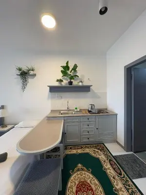 a kitchen with a sink and a counter at 17 Jazz sweet beachfront resort in Tanjung Bungah