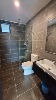 a bathroom with a toilet and a sink and a shower at H&W Sunway Onsen Suites Services Tambun Ipoh S-15-12 in Ipoh