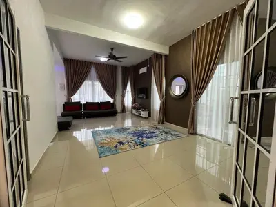 a large living room with a couch and a floor at idaman hill homestay in Ipoh
