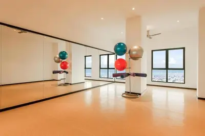 a large room with balloons and mirrors in a building at \u3010NEW\u3011Modern Comfort Studio@Juru Sentral Icon City in Bukit Mertajam