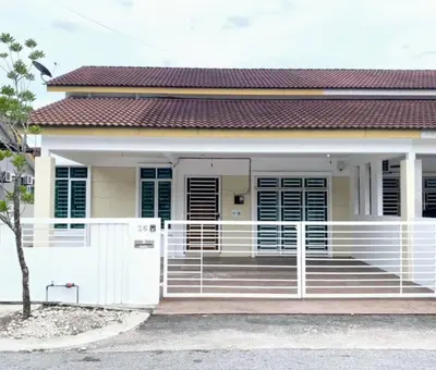 a house with a white fence in front of it at Modern COZY SINGLE STOREY HOUSE ```` ALMA JUSCO BM in Bukit Mertajam