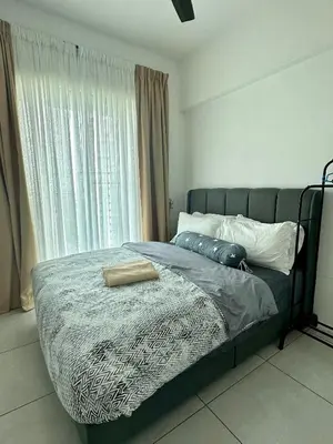 a bedroom with a bed and a window at Spacious 3BR I Meritus Perai l Family & Nice View in Perai