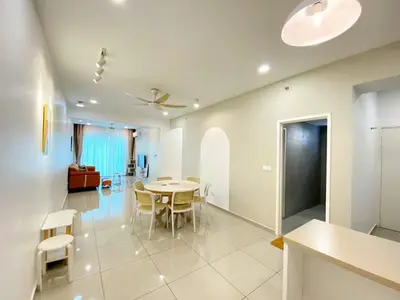 a dining room with a table and chairs at JOVIAL Modern Cozy Suite `Metropol BM BandarPerda in Bukit Mertajam