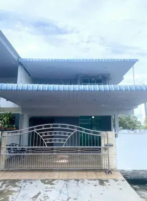 a building with a blue roof and a balcony at (TN)Modern Stylish 2 Storey Corner House @Alma BM in Bukit Mertajam