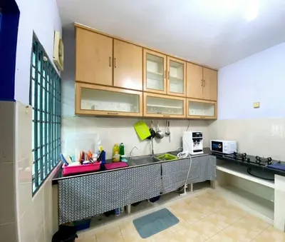 a kitchen with a sink and a counter top at (TN)Modern Stylish 2 Storey Corner House @Alma BM in Bukit Mertajam