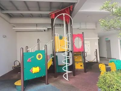 a play room with a climbing frame and a playground at Deluxe suites 3, 1BR, 2-5 pax, Netflix, Georgetown in George Town