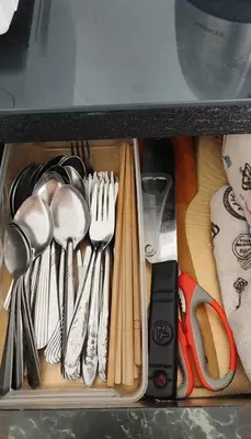 a drawer filled with silver utensils and utensils at Minimaliste Ipoh Garden 2 minute to stadium 5BR5BR in Ipoh