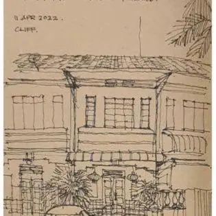 a drawing of a building with at myRoom Georgetown, Off Jalan Burma, Gurney Drive in George Town