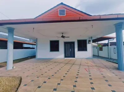 a large white building with a red roof at Ipoh stadium 1min/wahkeongpark simee 18pax bungalow cottage in Ipoh