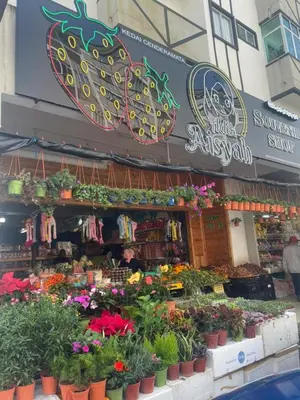 a flower shop with flowers and plants in pots at Adik Aisyah classic 2 in Cameron Highlands