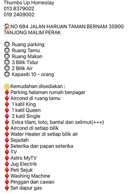 a screenshot of the list of names of kanbanakh parties at Thumbs Up HomeStay in Kampong Jalan Berop