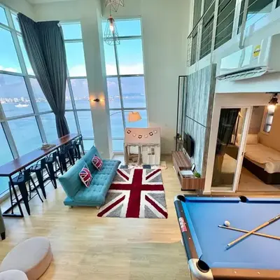 Maritime Suite #Full Seaview #Pool Table #Hot Water Dispenser #Kids friendly #Georgetown #6pax #2BR2bath #Private host