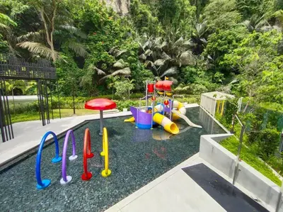 a childrens playground with a slide and a play equipment at be.Cream The Cove -6mins Lost World Tambun -10pax in Ipoh
