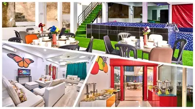 a collage of three pictures of a restaurant with a butterfly at Penang Dream Banglo Sleeps 40 in Tanjung Bungah