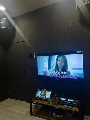 a large flat screen tv on a wall at -NEW- 22Pax 5R4B V KTV,KID'S POOL,POOL TABLE NEAR USM,LWE HOSPITAL,SPI ARENA in George Town