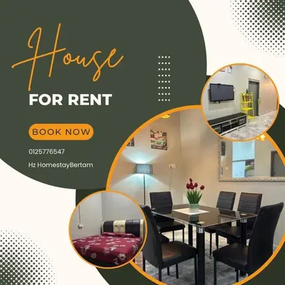 a flyer for a house for rent book now at Hz Homestay Bertam in Kepala Batas