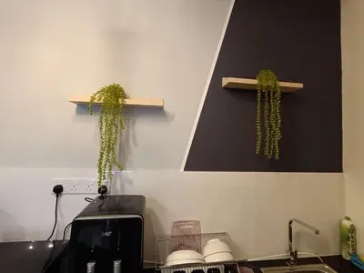 a kitchen with two green plants on the wall at The Horizon Ipoh 2BR L11 by Grab A Stay in Ipoh