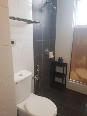 a bathroom with a toilet and a shower at BLUE DOME (Space) @ Night Market, Cameron. 2R2B in Brinchang