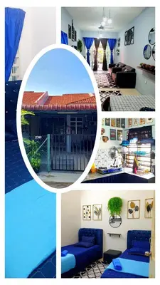 a collage of four pictures of a living room at LH Alisha Homestay Bandar Utama Gua Musang in Gua Musang