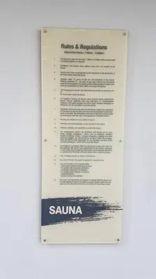 a sign on a wall that says sauna at UN1 28 Jazz Massage Chair 5 min GMC Gurney \u5957\u623f in Tanjong Tokong
