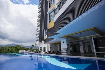 a view of the swimming pool of a hotel at THE MAJESTIC IPOH B7 by ZamanJa in Ipoh
