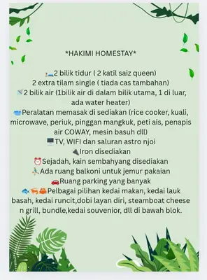 a page of a poem with a picture of plants at Hakimi Homestay in Tanah Rata