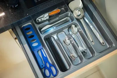 a drawer filled with cutlery and utensils at Zenstay Abnb Perai Penang in Bukit Mertajam