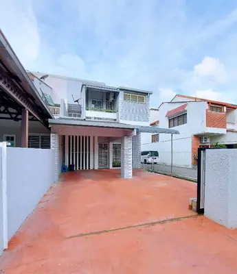 a white house with a patio in front of it at Decozy Ten Ipoh Bercham 13 pax Plus in Ipoh