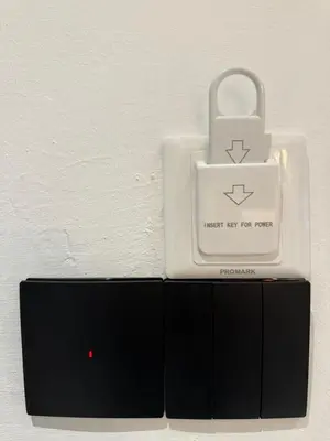 a white padlock on top of a black box at Cozy Scandinavi Guest room - Queen Bed, Free Netflix, Prime & Wi-Fi Near Bukit Mertajam in Kubang Semang