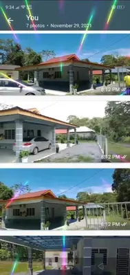 two pictures of a house and a car parked in front at Homestay Fida in Gerik