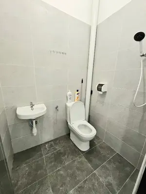 a bathroom with a toilet and a sink at Air-home No 28 Simpang near Aulong Econsave, 3BR, 7pax, Netflix in Simpang