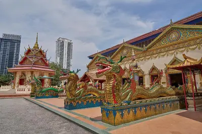 a building with dragon decorations on the side of it at Penang Marriott Hotel in George Town