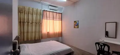 a hospital room with a bed and a window at Cozy Nature Homestay - Free Wifi Disney Hotstar ADS in Nibung Tebal