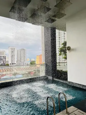 a swimming pool with a view of a city at Urban Suites R l 6pax 2R2B l SeaView &CityView l Georgetown in Jelutong