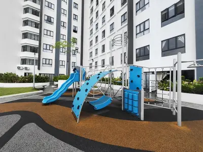 a playground with a slide in front of a building at Decozy7.0 Ipoh Town Condo(12pax) in Ipoh