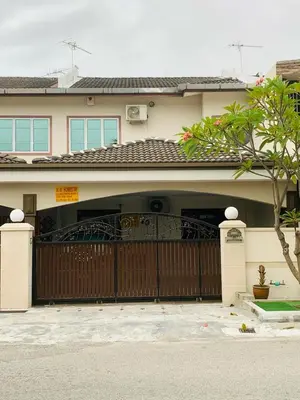 a house with a wooden gate in front of it at Cozy Modern Classic Home in Ipoh in Ipoh
