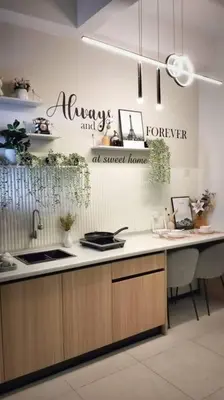 a kitchen with a sink and a counter top at Romantic Sea View @ Urban Suite in Jelutong
