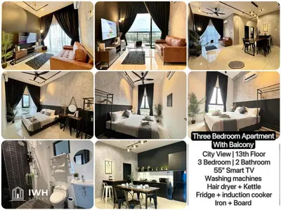 a collage of different pictures of a living room at Ipoh Horizon Skypool Town Suites 4-11pax by IWH Suites in Ipoh