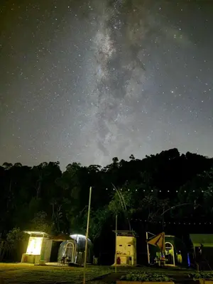 a starry night with a milky way in the sky at The Starry Dome Family Room 2A 2K in Cameron Highlands