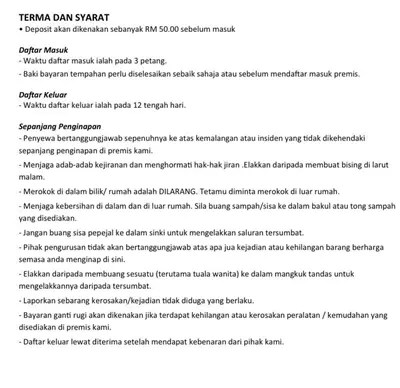 a page of a document with the words trauma dam syntax at Sal Homestay in Slim River
