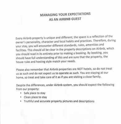 a page of a document with the words managing your expectations as an emailed guest at Blubelle Apt Near Lake Garden Zoo With Wifi Netflix in Taiping