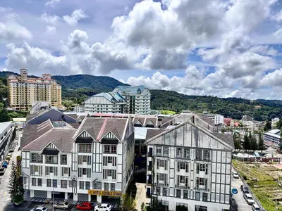 an aerial view of a city with buildings at Emerald Avenue Brinchang Muji style in Brinchang