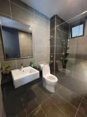 a bathroom with a toilet and a sink at Doma House Onsen at Sunway Onsen, Tambun in Ipoh