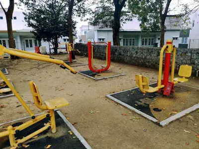 a pile of playground equipment in a yard at 162 Home4Stay Deluxe Big 3story 6Rooms 20pax Wedding USM Arena Bridge in Gelugor