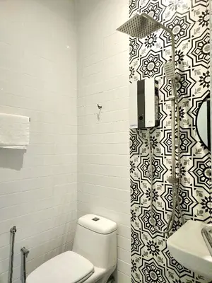 a bathroom with a toilet and a sink at Georgetown AY Hotel in George Town