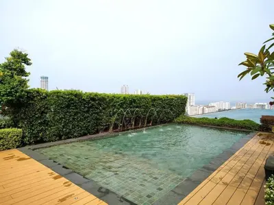 a swimming pool with a water fountain at SkyPool 2Br 8pax Premium Suites Beacon Georgetown Penang in George Town