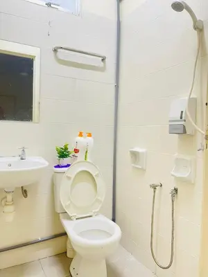 a bathroom with a toilet and a sink at Arena Spice Guesthouse in Bayan Lepas