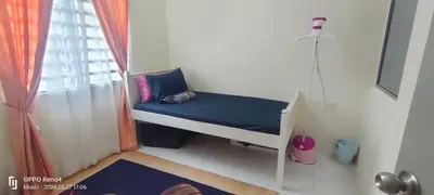 a small room with a blue bench in a room at D'Iman UTP Seri Iskandar Homestay in Kampung Bota Kiri