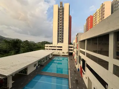an overhead view of a building with a swimming pool at 100MBps Unifi Ipoh Anderson Residence Tatami AA2 in Ipoh